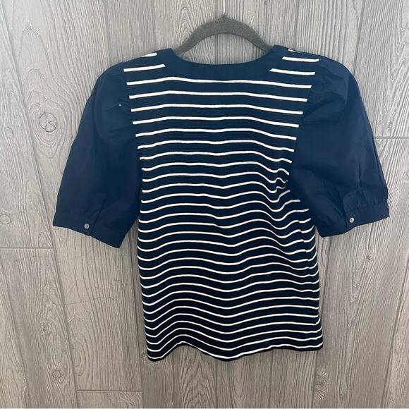 LOFT NWT Striped Henley Mixed Media Top - Picture 6 of 6